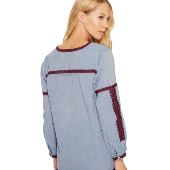 Joie Marlen Embroidered Chambray Blouse Size XS - Picture 2 of 9